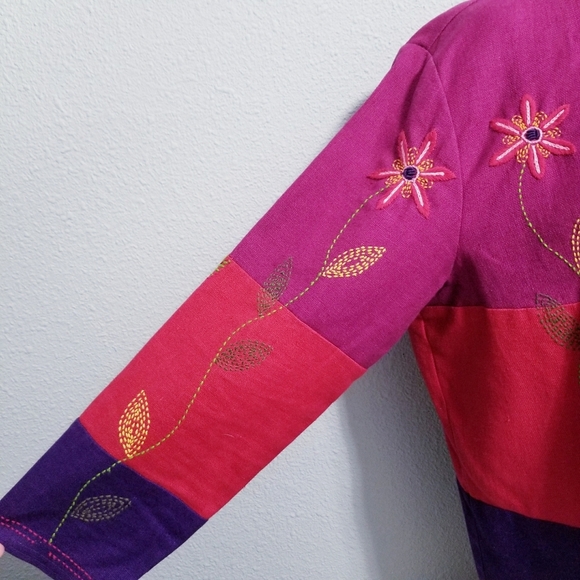 Coldwater Creek hippie boho embroidered jacket blazer top petite LARGE - Picture 5 of 9